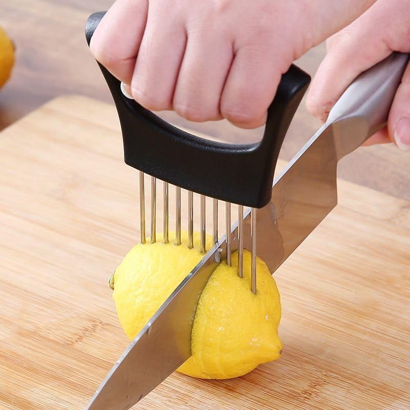 AZOFIA Onion Holder for Slicing, Lemon Slicer Cutter, Food Vegetable Chopper Assistant Tool for Meat, Potato and Tomato (Red, 1PCS) - Image 4
